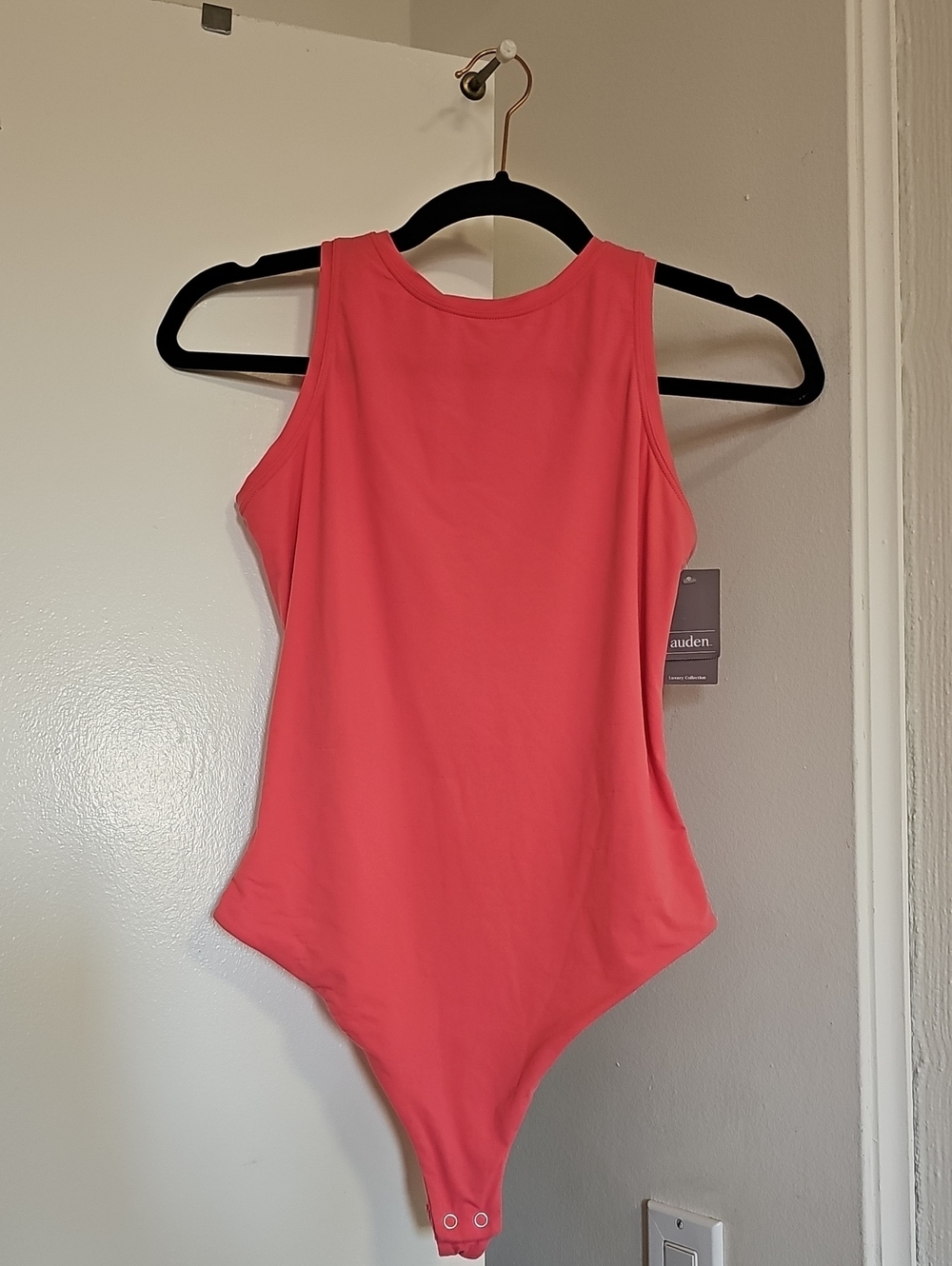 NWT Auden Luxury Collection Luxe Stretch Fully Lined Bodysuit Coral Size Large